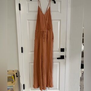 American Eagle Orange Sleeveless Jumpsuit Large
